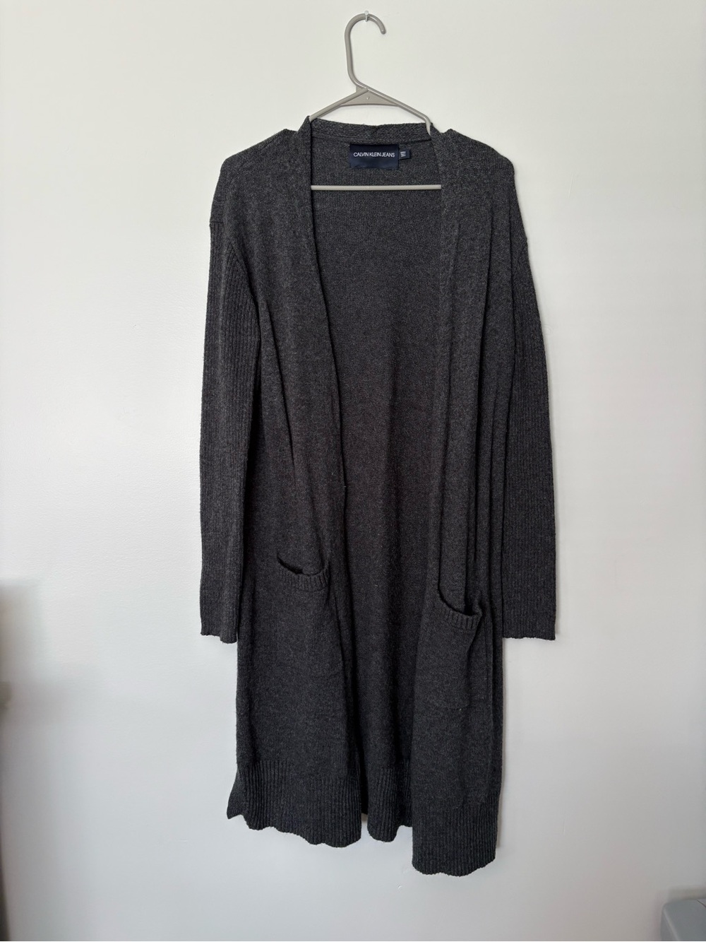 Calvin Klein Jeans Charcoal Open-Front Long Cardigan